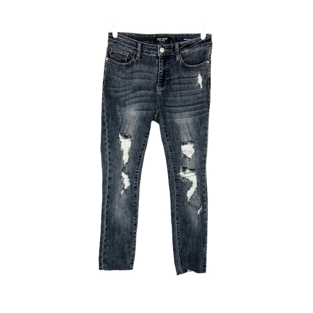 Judy Blue Jeans Womens 7 / 28 Black Skinny Fit Distressed Faded Stretch Denim